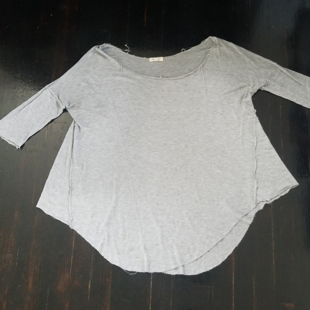 Loose Fitting Distressed Grey Blouse